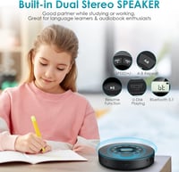 KOVCDVI Hordozható CD Lejátszó Bluetooth Funkcióval 1500 mAh Akkumulátor Hangszóróval USB AUX Lejátszás LCD Kijelző A-B Ismétlés 3