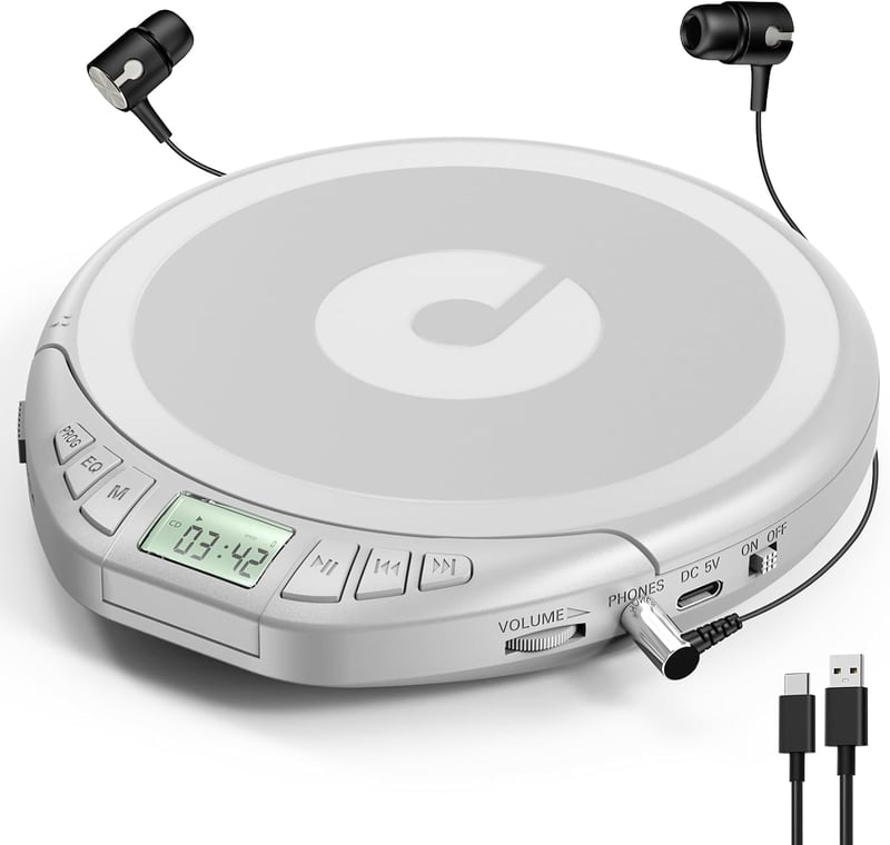 KOVCDVI hordozható CD lejátszó LCD kijelzővel, CD-R/RW/MP3/WMA támogatás, Anti-Shock - ezüst