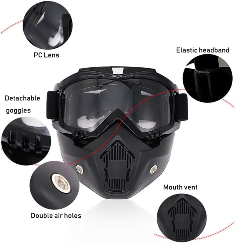 Koyheng Airsoft Sisak Teljes Arcvédelem Levehető Szemüveggel és NVG Tartóval