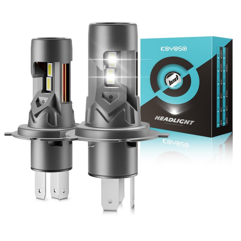 LED žiarovky KOYOSO H4 100W 26000LM – súprava do automobilových svetlometov 9003/HB2, stretávacie a diaľkové svetlá, 6500K biela