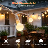 Kozamas LED svjetlosni lanac za vanjsku upotrebu 39 m, 300 LED žaruljica, IP44 vodootporan, topla bijela, s prigušivanjem, daljinskim upravljačem i timerom, 8 načina rada, za vrt, balkon, božićna dekoracija 5
