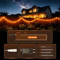 Kozamas LED svjetlosni lanac za vanjsku upotrebu 39 m, 300 LED žaruljica, IP44 vodootporan, topla bijela, s prigušivanjem, daljinskim upravljačem i timerom, 8 načina rada, za vrt, balkon, božićna dekoracija 4