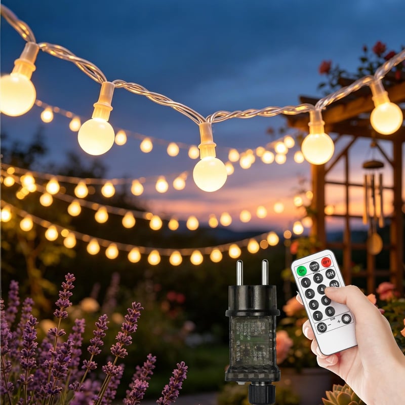 Kozamas LED svjetlosni lanac za vanjsku upotrebu 39 m, 300 LED žaruljica, IP44 vodootporan, topla bijela, s prigušivanjem, daljinskim upravljačem i timerom, 8 načina rada, za vrt, balkon, božićna dekoracija