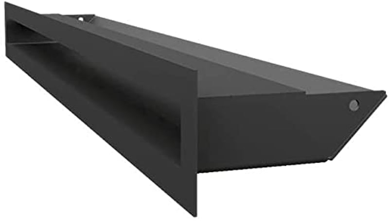 Grilaj de ventilație KRATKI pentru aer cald, pentru șemineu, 6 x 60 cm, negru, cu jaluzele la 45 de grade, termorezistent, pentru interioare moderne
