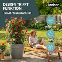 Ghiveci XXL Kreher cu roți, diametru 79 și 58 cm, jardinieră mare maro pentru flori și arbori, de interior și exterior 7