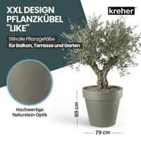 Ghiveci XXL Kreher cu roți, diametru 79 și 58 cm, jardinieră mare maro pentru flori și arbori, de interior și exterior 2