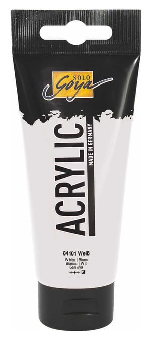 Vopsea acrilică KREUL Solo Goya, tub de 100 ml, alb, vopsea acrilică cu consistență cremoasă, cu uscare rapidă, finisaj mat, putere mare de acoperire, rezistentă la apă