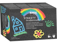 KREUL Streety 43110 set boja za ulicu, 6 boja, po 200 ml, periva tekuća kreda za nanošenje kistom ili valjkom, veganski proizvod 1