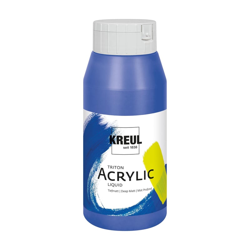 Vopsea acrilică lichidă KREUL Triton - Albastru ultramarin, 750 ml, calitate pentru studiouri de artă, uscare mată intensă
