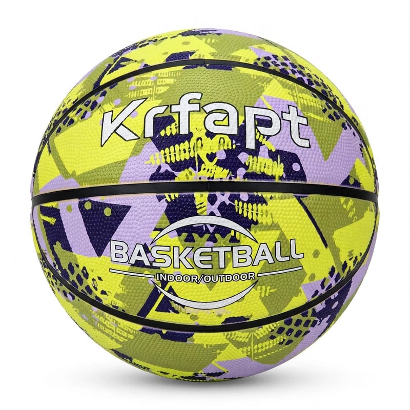 Detská basketbalová lopta Krfapt, veľkosť 7 – mäkká mini lopta s protišmykovým povrchom, žltá, ideálna do školy a na tréning (v interiéri aj exteriéri)