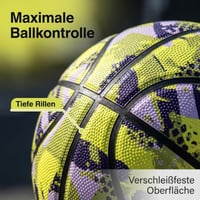 Detská basketbalová lopta Krfapt, veľkosť 7 – mäkká mini lopta s protišmykovým povrchom, žltá, ideálna do školy a na tréning (v interiéri aj exteriéri) 3