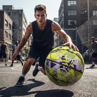 Detská basketbalová lopta Krfapt, veľkosť 7 – mäkká mini lopta s protišmykovým povrchom, žltá, ideálna do školy a na tréning (v interiéri aj exteriéri) 6