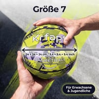 Detská basketbalová lopta Krfapt, veľkosť 7 – mäkká mini lopta s protišmykovým povrchom, žltá, ideálna do školy a na tréning (v interiéri aj exteriéri) 4