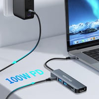 USB-C hub KRISUHO 6 v 1 pre MacBook, 4K HDMI, USB 3.0, USB 2.0, 60W PD nabíjanie, čítačka kariet Micro SD/SD, pre XPS a telefóny Samsung 4