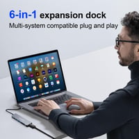 USB-C hub KRISUHO 6 v 1 pre MacBook, 4K HDMI, USB 3.0, USB 2.0, 60W PD nabíjanie, čítačka kariet Micro SD/SD, pre XPS a telefóny Samsung 2