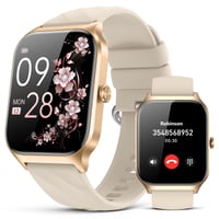 Inteligentné hodinky Kriutefy pre mužov a ženy – Volania, fitness tracker, kompatibilné s Androidom a iPhone, sledovanie spánku, 120+ športových režimov, šampanské zlato, s 2 remienkami 1