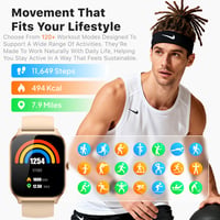 Inteligentné hodinky Kriutefy pre mužov a ženy – Volania, fitness tracker, kompatibilné s Androidom a iPhone, sledovanie spánku, 120+ športových režimov, šampanské zlato, s 2 remienkami 5