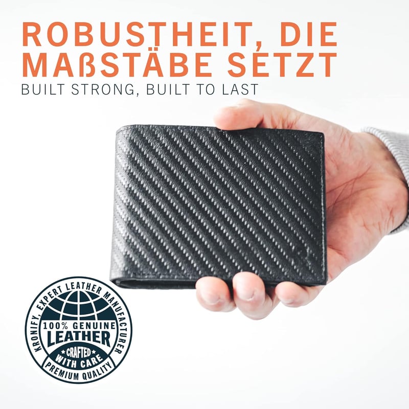 KRONIFY férfi bőr pénztárca RFID védelemmel, 13 kártyahellyel, érmetatartóval