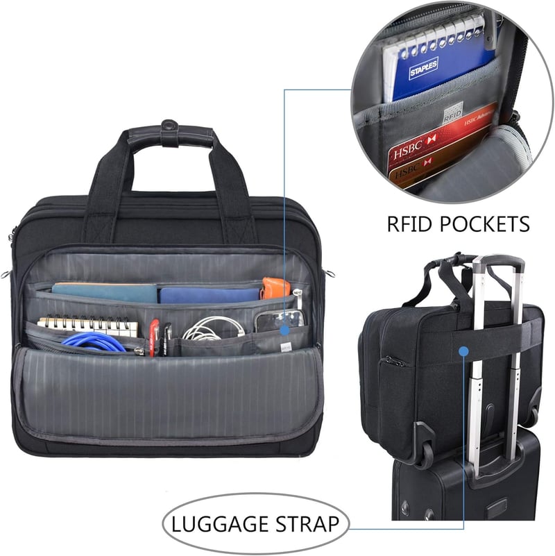 KROSER 17.3" gurulós üzleti laptop táska vízálló RFID zsebbel utazáshoz