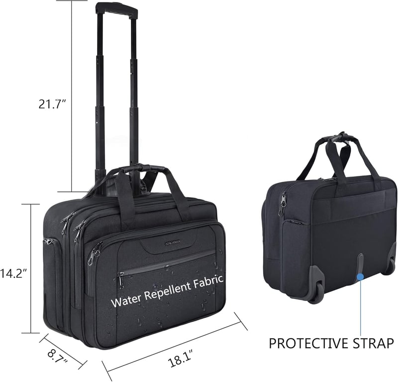 KROSER 17.3" gurulós üzleti laptop táska vízálló RFID zsebbel utazáshoz