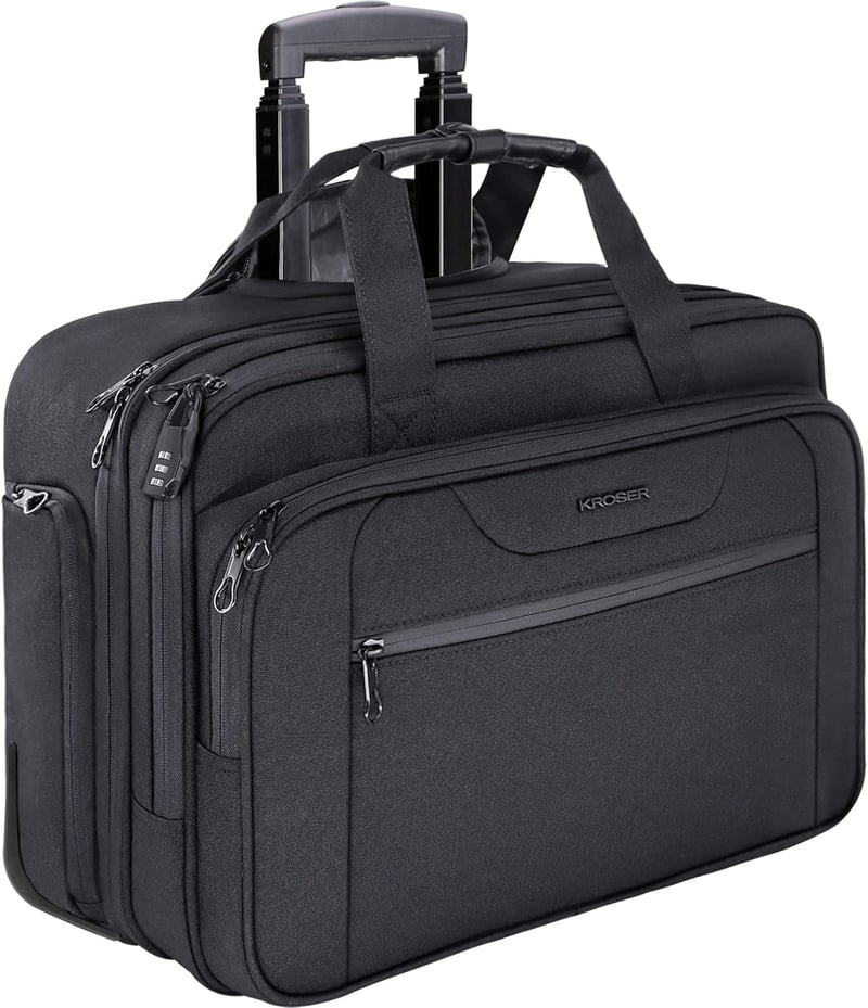 KROSER 17.3" gurulós üzleti laptop táska vízálló RFID zsebbel utazáshoz