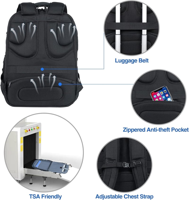 KROSER 18.4" Férfi Laptop Hátizsák USB Töltőporttal, Vízálló Munka és Utazási Táska