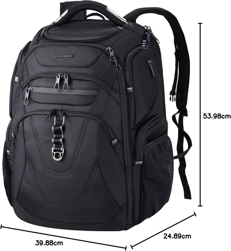 KROSER 18.4" Férfi Laptop Hátizsák USB Töltőporttal, Vízálló Munka és Utazási Táska