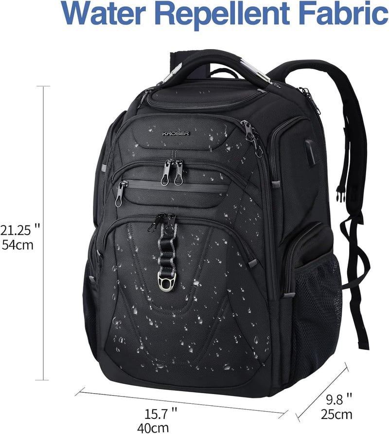 KROSER 18.4" Férfi Laptop Hátizsák USB Töltőporttal, Vízálló Munka és Utazási Táska