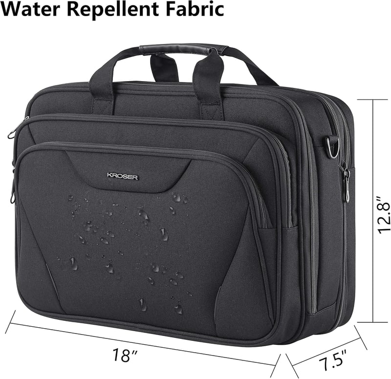 KROSER 18 Inch Laptop Táska 17.3" Vízálló Válltáska Utazáshoz Munkához Iskolához