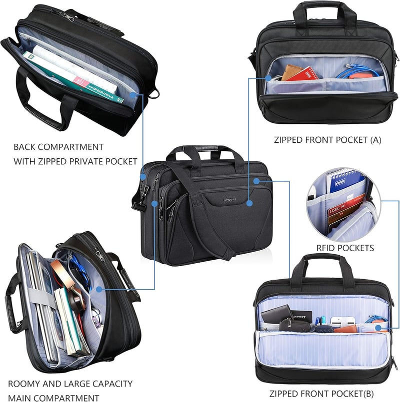 KROSER 18 Inch Laptop Táska 17.3" Vízálló Válltáska Utazáshoz Munkához Iskolához