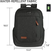 KROSER Laptop Hátizsák 17,3" - Vízálló Iskolatáska USB Töltőporttal, Többfunkciós Utazó Hátizsák Férfiaknak és Nőknek, Fekete 3