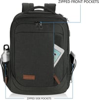 KROSER Laptop Hátizsák 17,3" - Vízálló Iskolatáska USB Töltőporttal, Többfunkciós Utazó Hátizsák Férfiaknak és Nőknek, Fekete 2