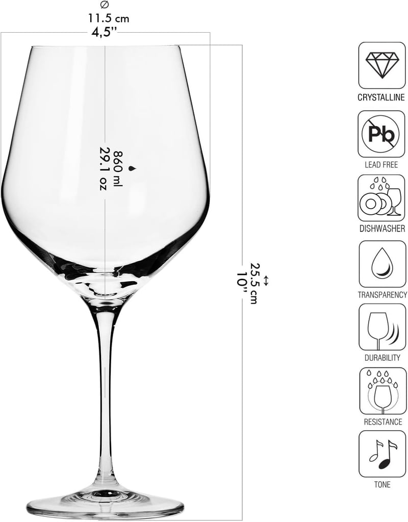 Krosno Burgundi Vörösbor Pohár Szett 6db 860ml Splendour Kollekcó