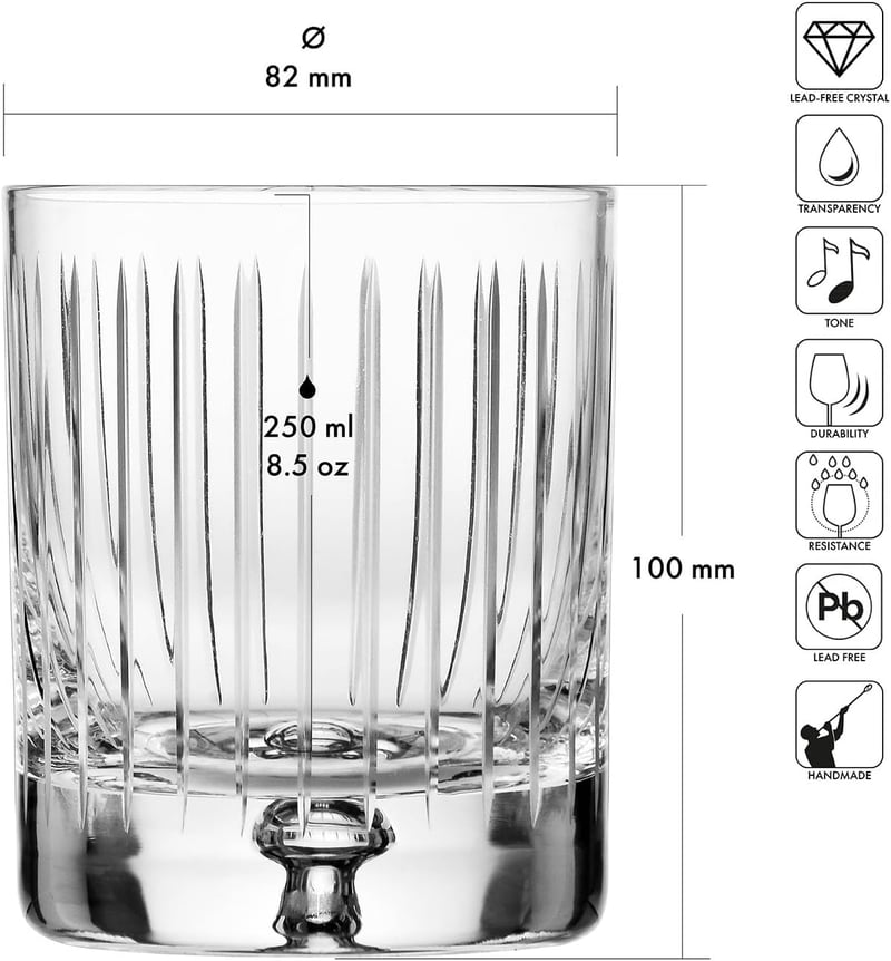 KROSNO Saga Whisky pohár szett 250ml 4db kristályüveg kézműves