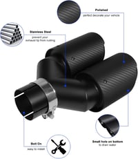 Krtopo 63mm Dupla Hangtompító Kipufogócső Vég Karbon Fekete 2.5-3.5 Hüvelyk 6