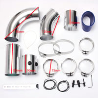 Krtopo 76mm Hideglevegő Bevezető Kit Alumínium - Autó, Sedan, SUV, Teherautó 9
