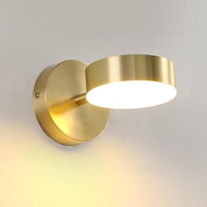 Lampă de perete LED KRUIHAN, rotativă la 350°, modernă, cu trei culori de lumină, pentru dormitor, sufragerie, baie