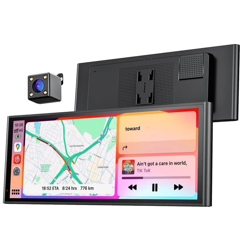 Krunia 9,26" Bezdrôtový Prenosný Displej CarPlay - Podpora Apple CarPlay & Android Auto, Parkovacia Kamera, OTA Aktualizácia, GPS Navigácia