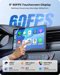 Krunia 9 Inch Wireless CarPlay Display 60FPS Android Auto GPS Navigáció Mágneses Tartó 3