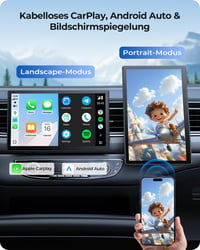 Krunia 9 Inch Wireless CarPlay Display 60FPS Android Auto GPS Navigáció Mágneses Tartó 2