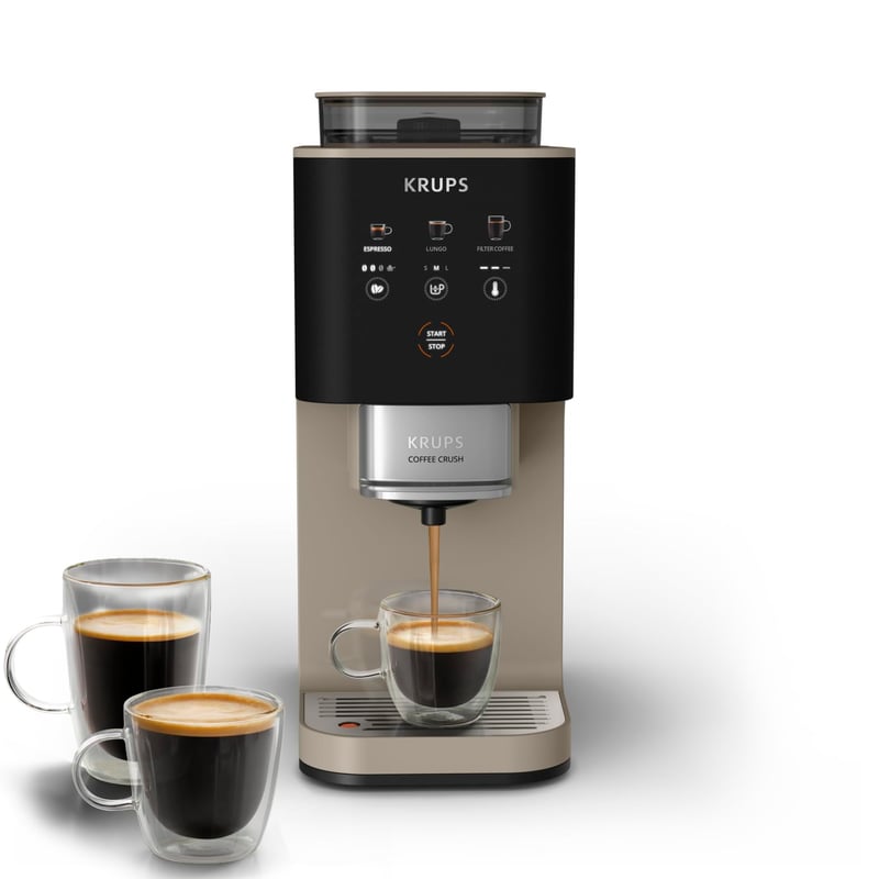 Espressor automat KRUPS Coffee Crush Extra, 15 bari, ultra-compact, lățime 15 cm, bej
