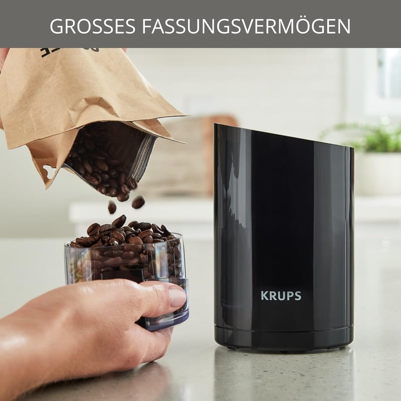 Krups F20342 Kávédaráló és Fűszermalom 2 az 1-ben, Rozsdamentes Acél, 75g