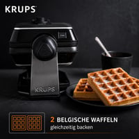 Krups FDD95D Professional profesionálny dvojitý vafľovač, 2 vafle naraz, otočný, 7 stupňov opečenia, nepriľnavý povrch, vhodný do umývačky riadu, 1200 W, čierny 2