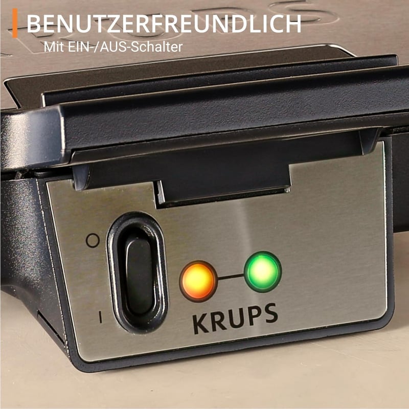 Krups FDK Iconic 850W gofrisütő kerámia bevonattal, függőleges tárolás, fekete
