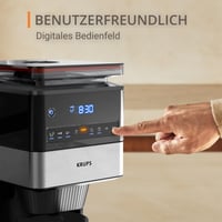 Kávovar s filtrom KRUPS Grind Aroma XL KM842810 – kónický mlynček, digitálny ovládací panel, 1,5 l, funkcia udržiavania teploty, sklenená kanvica, čierna/nehrdzavejúca oceľ 9