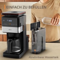 Kávovar s filtrom KRUPS Grind Aroma XL KM842810 – kónický mlynček, digitálny ovládací panel, 1,5 l, funkcia udržiavania teploty, sklenená kanvica, čierna/nehrdzavejúca oceľ 8