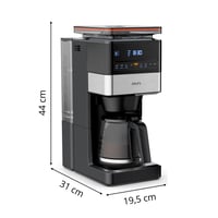 Kávovar s filtrom KRUPS Grind Aroma XL KM842810 – kónický mlynček, digitálny ovládací panel, 1,5 l, funkcia udržiavania teploty, sklenená kanvica, čierna/nehrdzavejúca oceľ 10