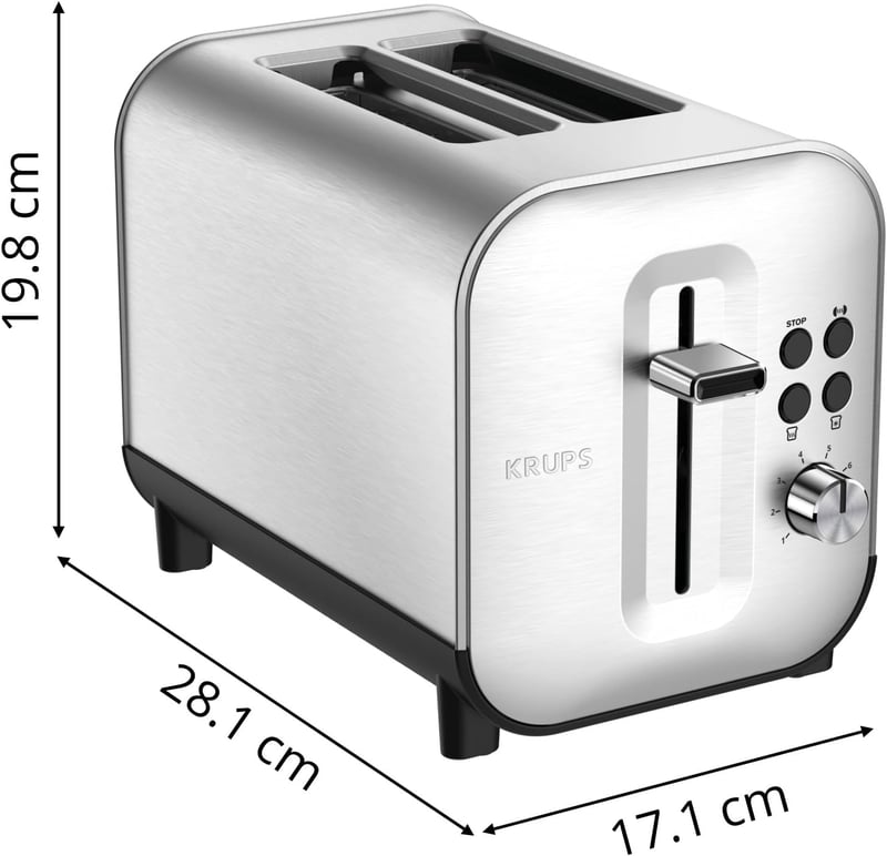 Krups KH682D Excellence kenyérpirító 8 fokozat 2 szeletes rozsdamentes acél