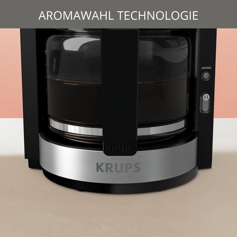 Krups KM321 Proaroma Plus 10 csészés kávéfőző, 1100W, fekete rozsdamentes acél