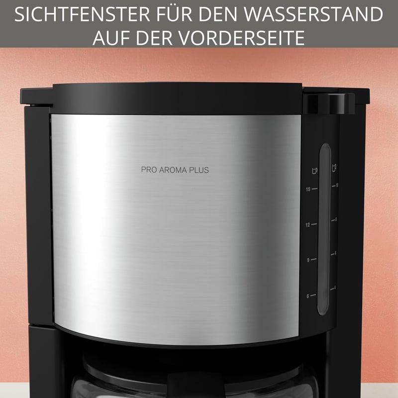 Krups KM321 Proaroma Plus 10 csészés kávéfőző, 1100W, fekete rozsdamentes acél